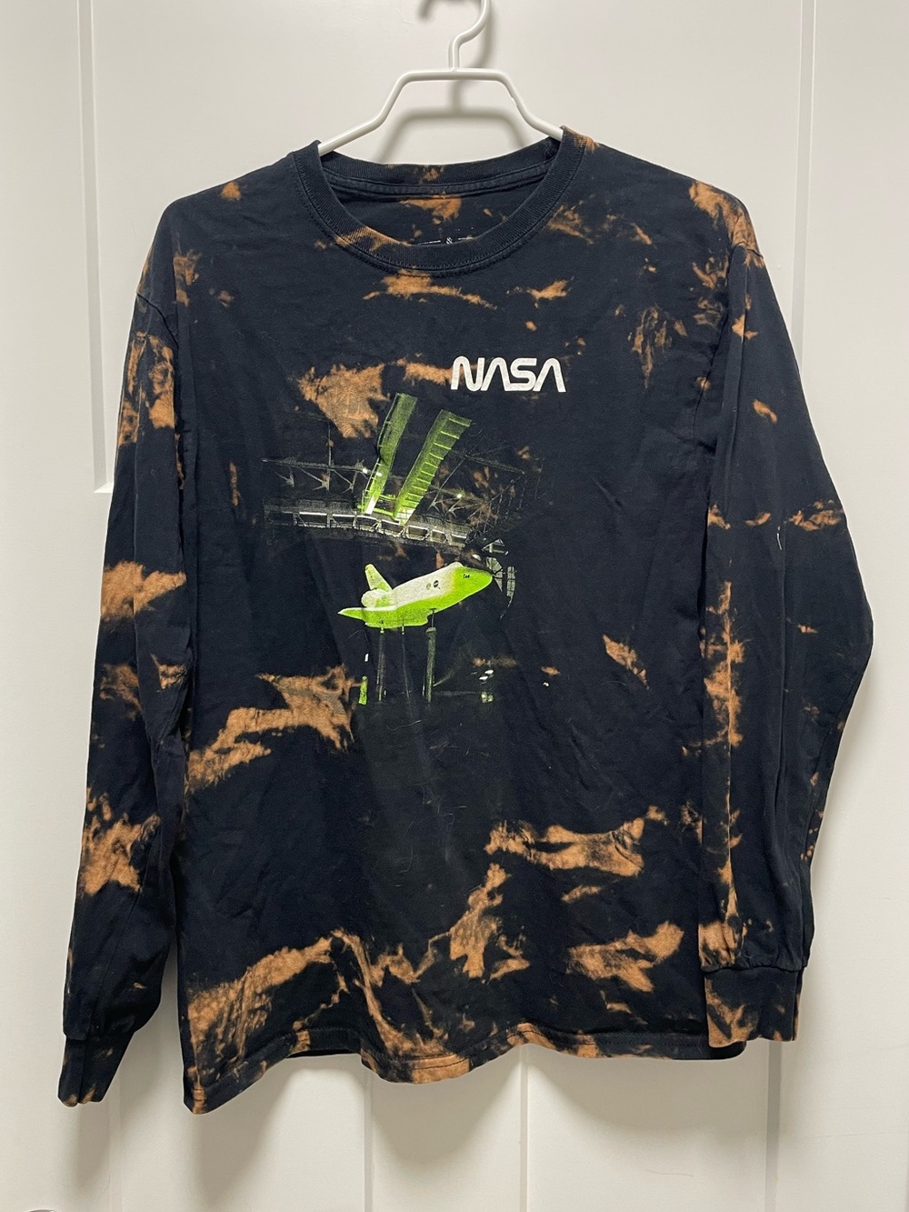 Nomad Black Tee with Orange Bleach Splatter